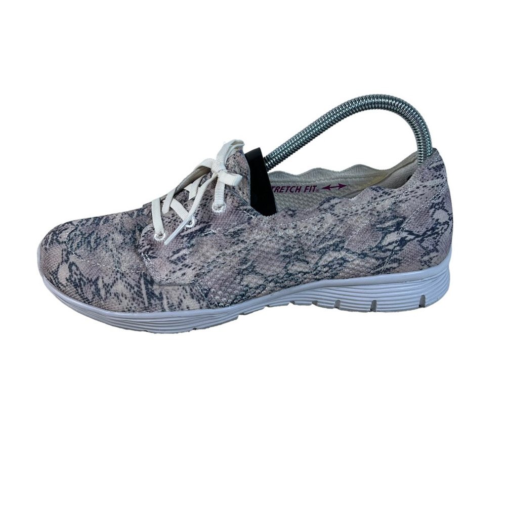 Skechers Womens Seager Walking Shoes Pink 158184 Snake Knit Lace Up Sneaker 9.5M